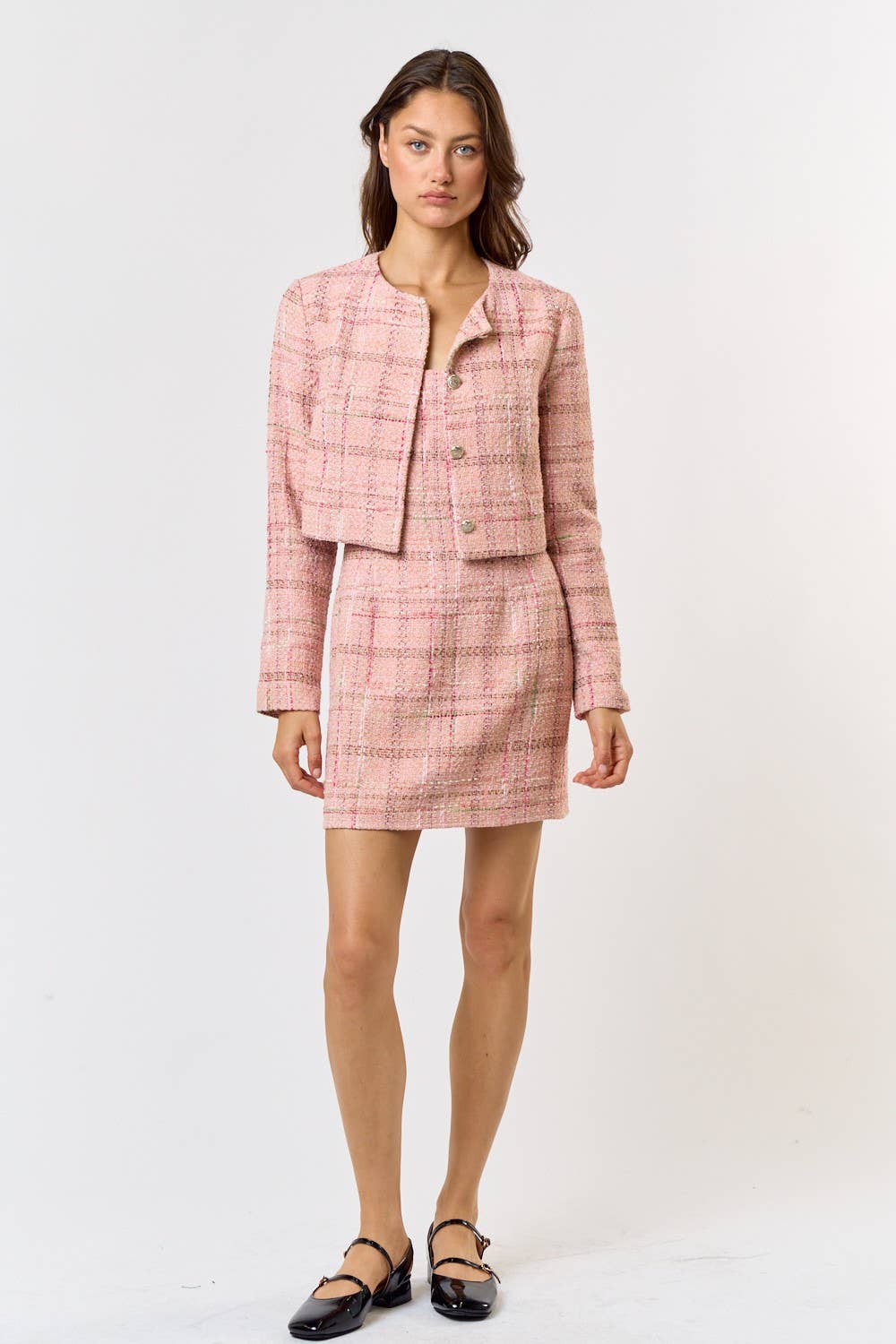 Pink Tweed Cropped Jacket