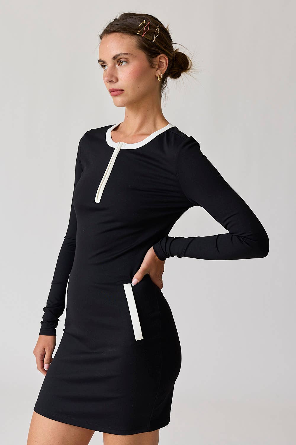 Hazel Half Zip Pocket Dress