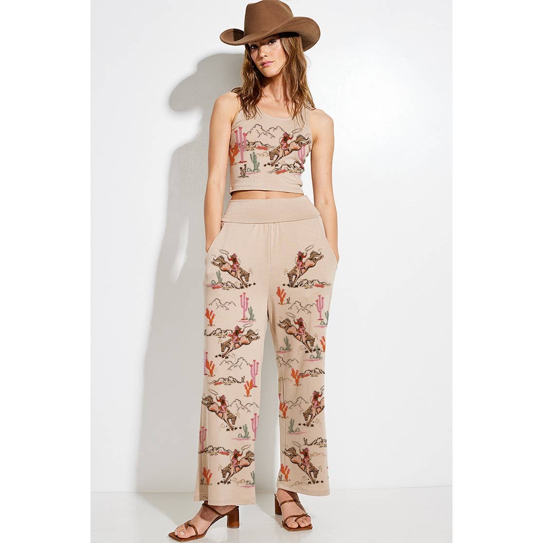 Cowgirl Butter Soft Pant Set in Taupe & Plum