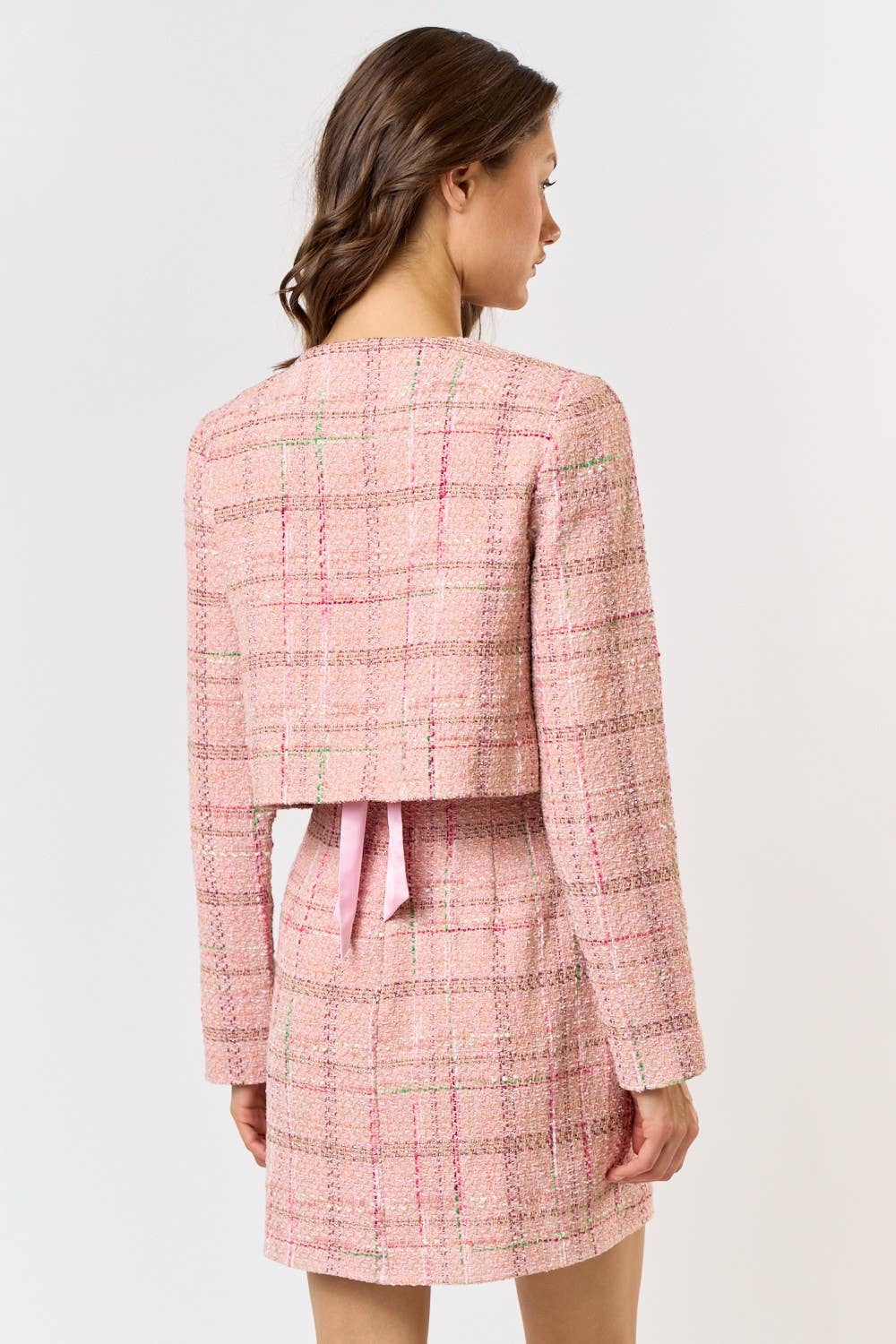 Pink Tweed Cropped Jacket