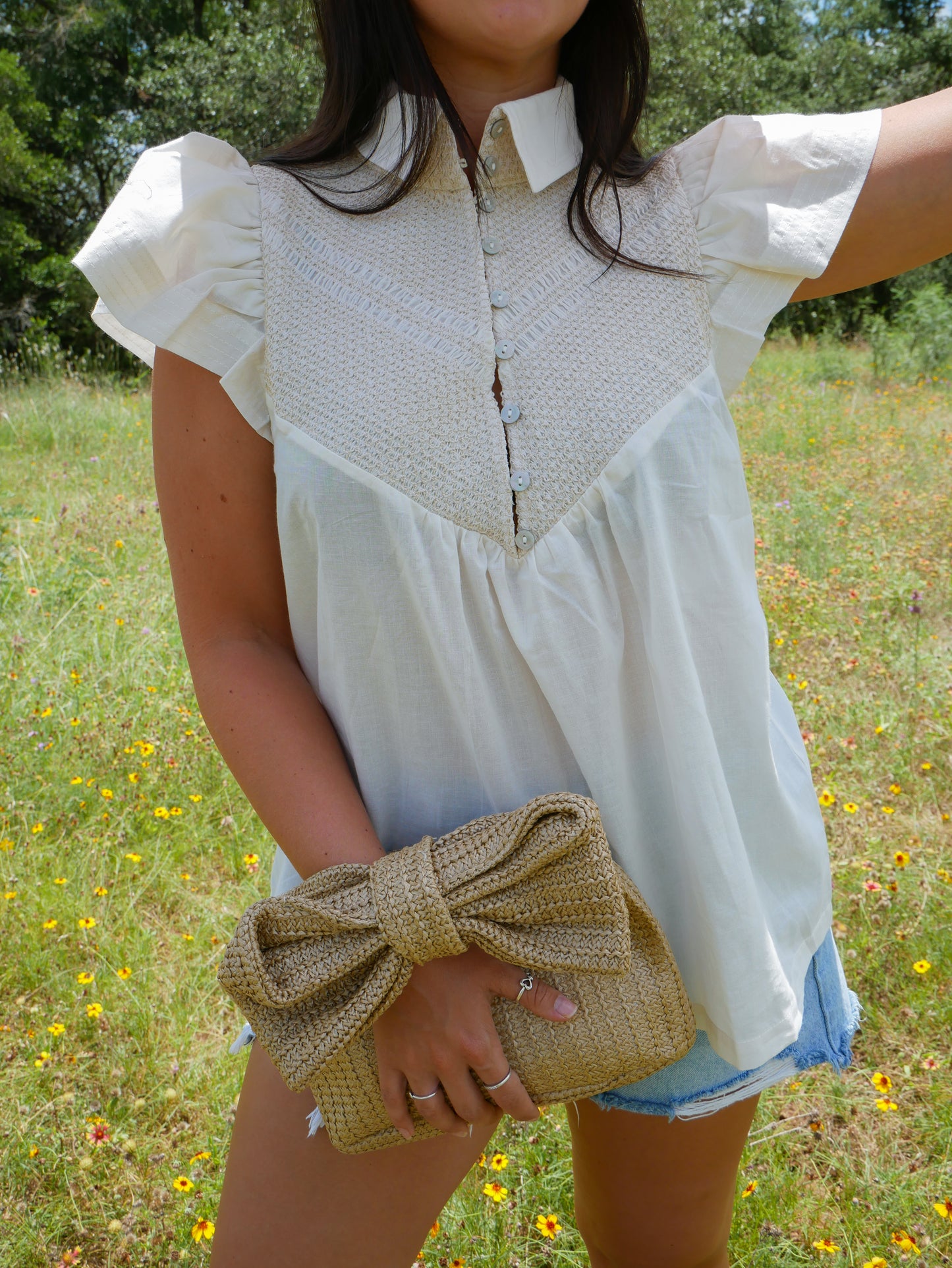 Creamy Smocked Summer top