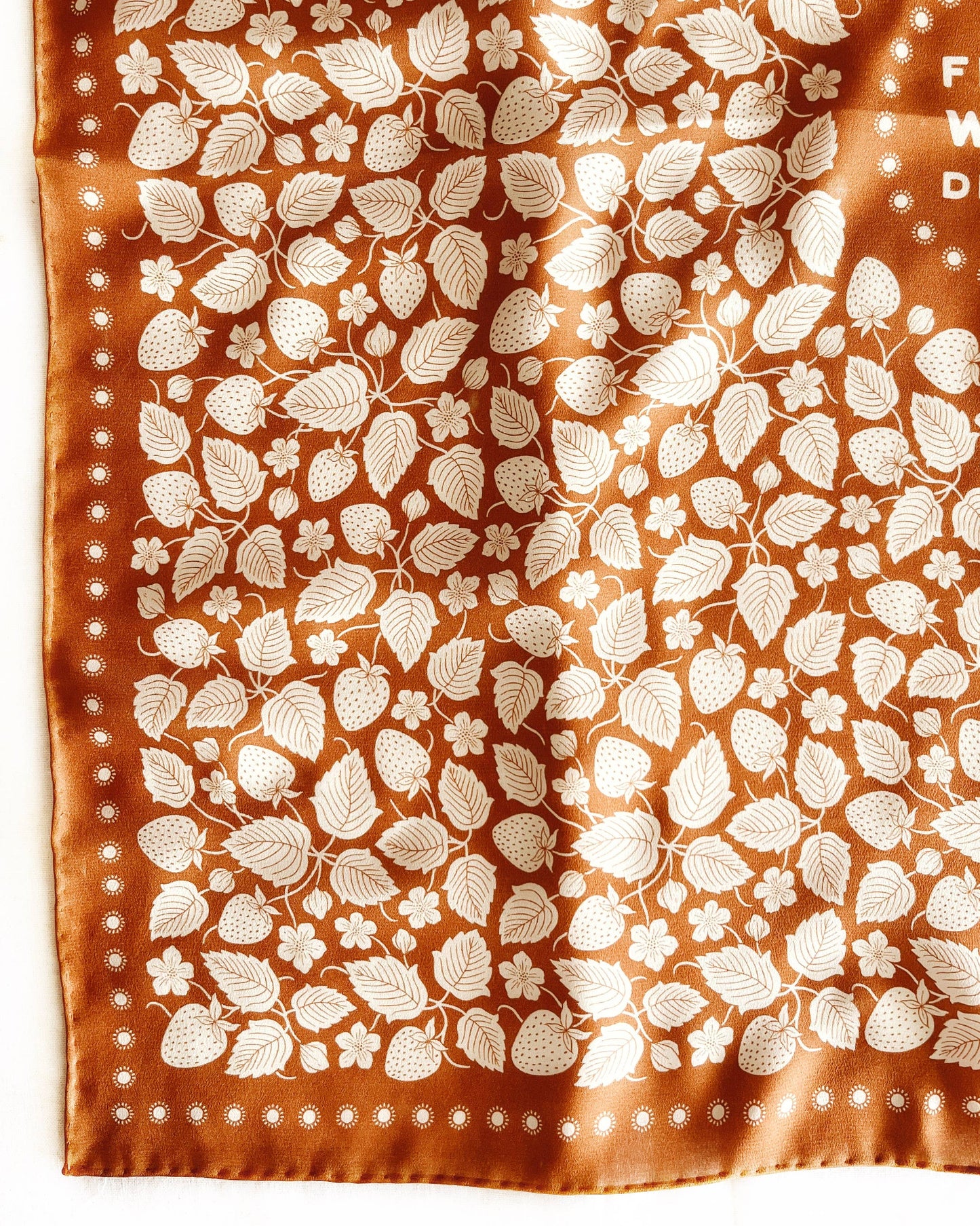 100% Silk Bandana Scarf - Fields of Strawberries!