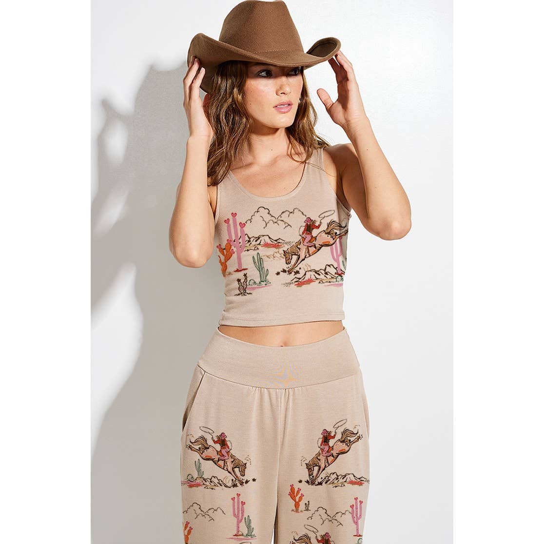 Cowgirl Butter Soft Pant Set in Taupe & Plum