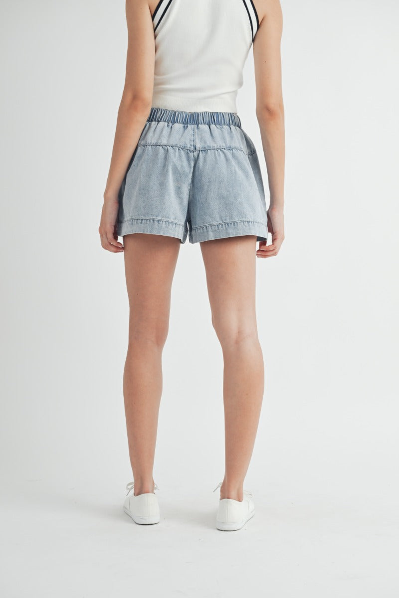 Cinch, Flair, and Detail Denim Shorts